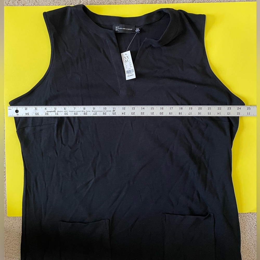 NWT New York & Company Black Sleeveless Cotton Knit Dress w/ Pockets Size XXL - Picture 7 of 8